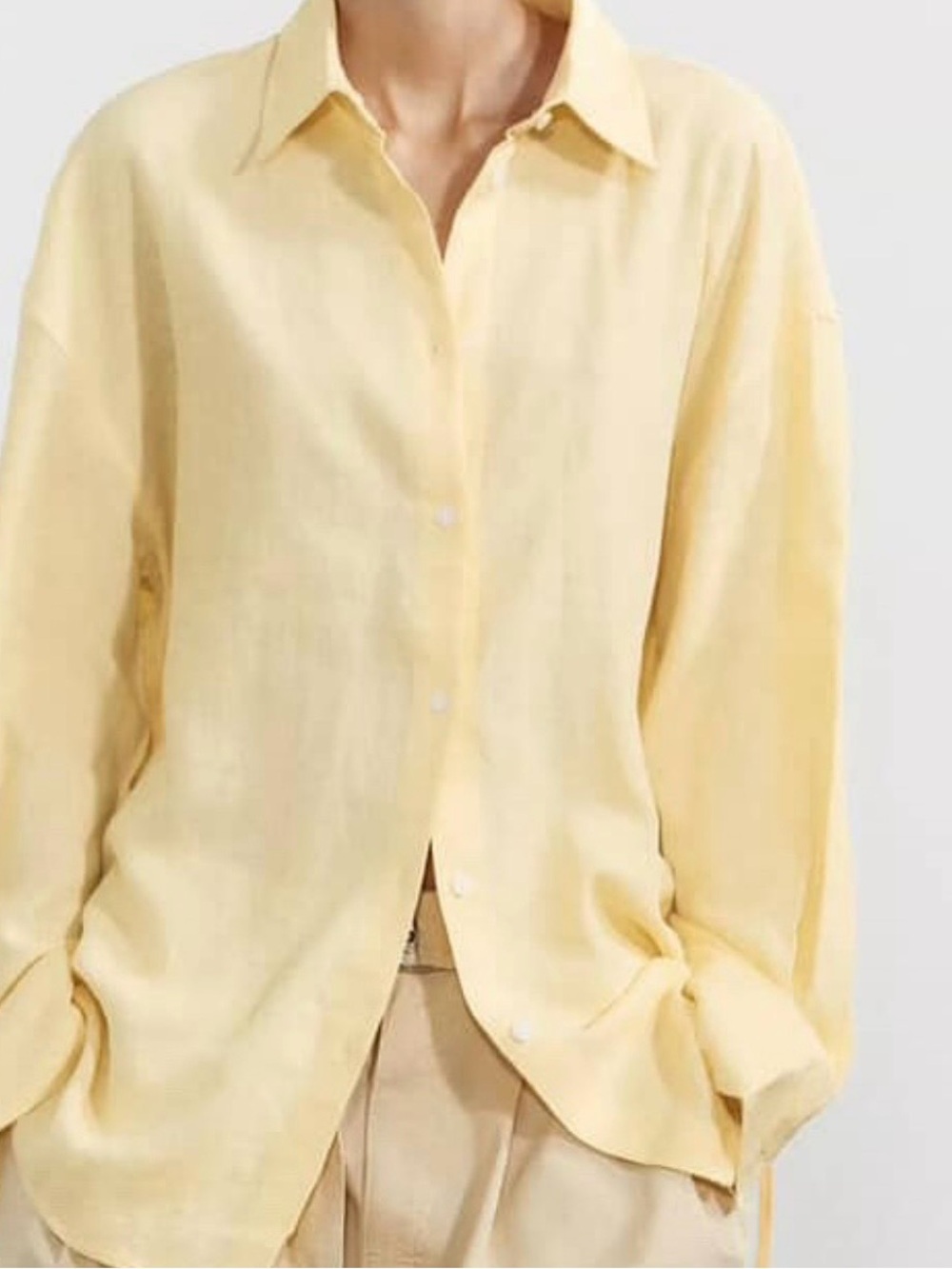 Zara Pale Yellow Button-Down Shirt
